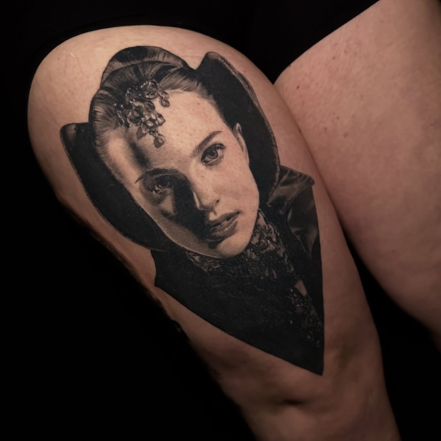 Tattoo by @tattoosandtealeaves — realism, black_and_grey