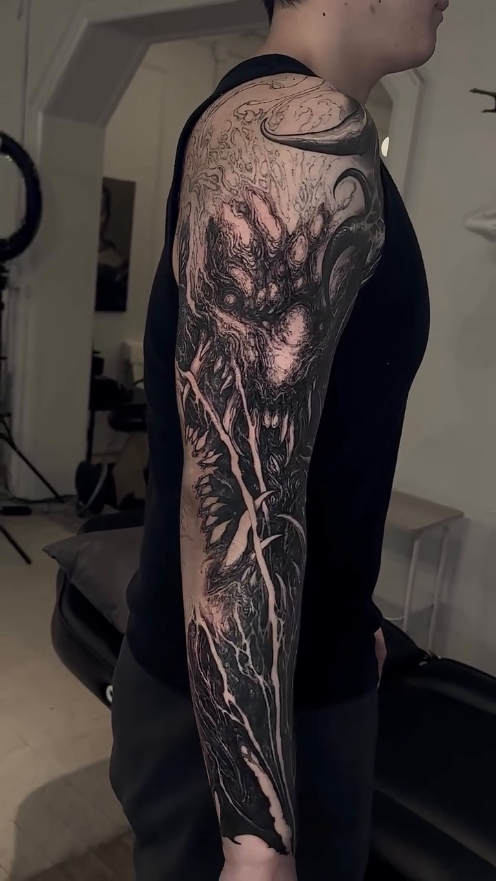 Tattoo by @rokyeom_ β dark_realism, black_and_grey