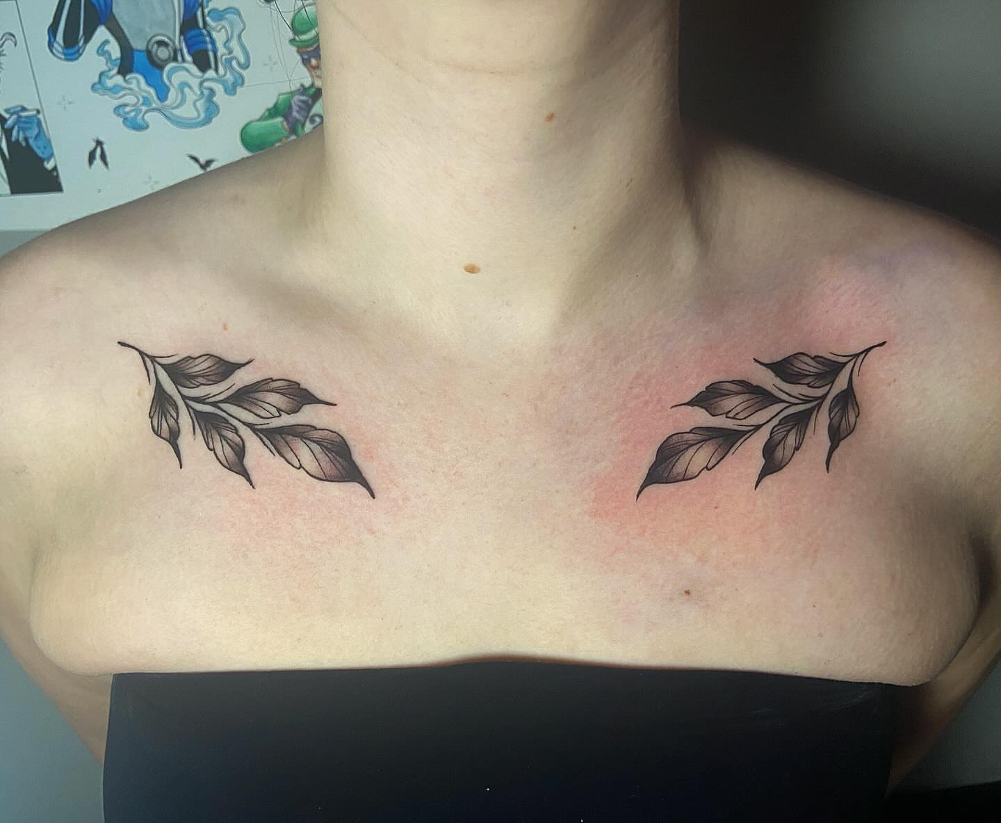 Branch black and grey tattoo on the chest by โ๏ธ ๐๐ฎ๐ฐ๐ธ๐ถ๐ฒ โ๏ธ