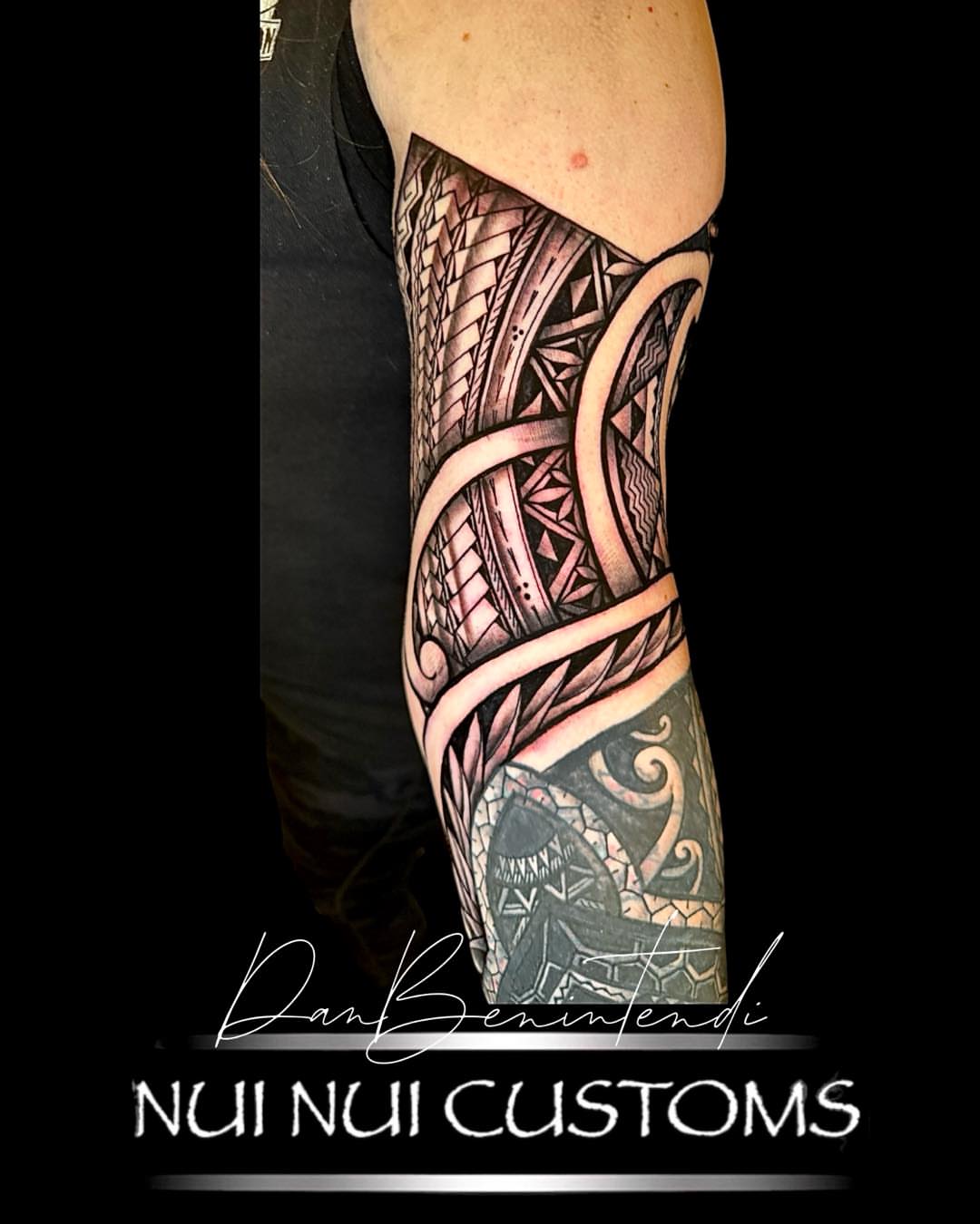 Tribal pattern tribal tattoo on the forearm by Dan Benintendi l Polynesian Tattoo, Fort Worth, Texas