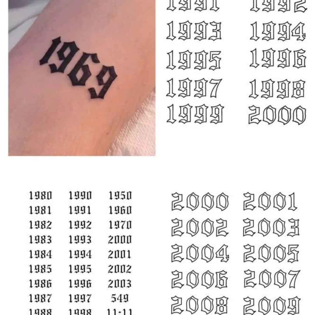 Year 1969 lettering script tattoo on the forearm by DGzinn