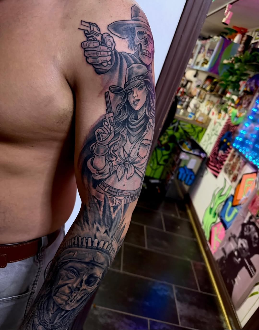 Tattoo by @barbedwireinktattoos — black_and_grey, realism