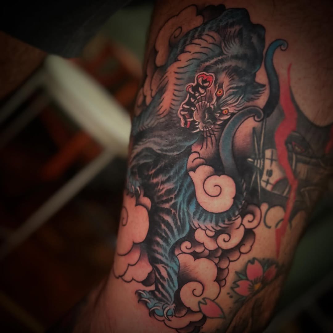 Tattoo by @daemiondesign — japanese_irezumi, black_and_grey