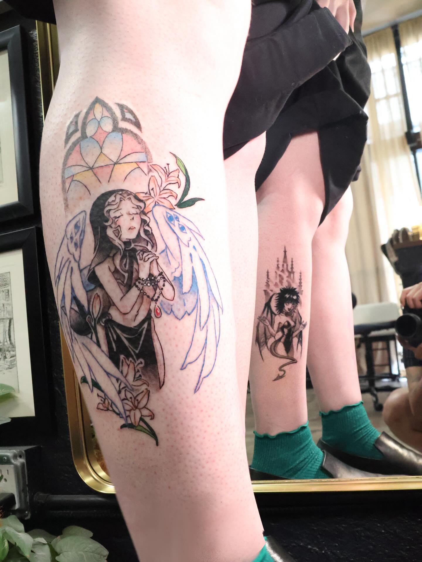 Tattoo by @snowypear_tat — watercolor, anime