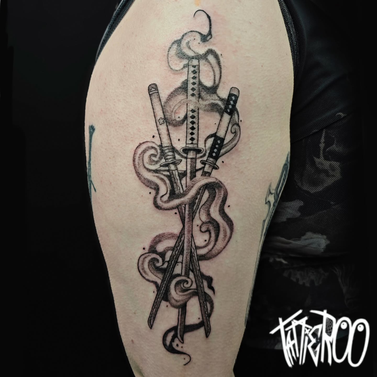 Tattoo by @tattier00 — dotwork, black_and_grey