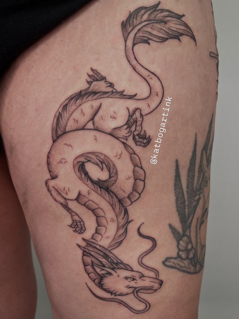 Tattoo by @katbogartink — japanese_irezumi, black_and_grey