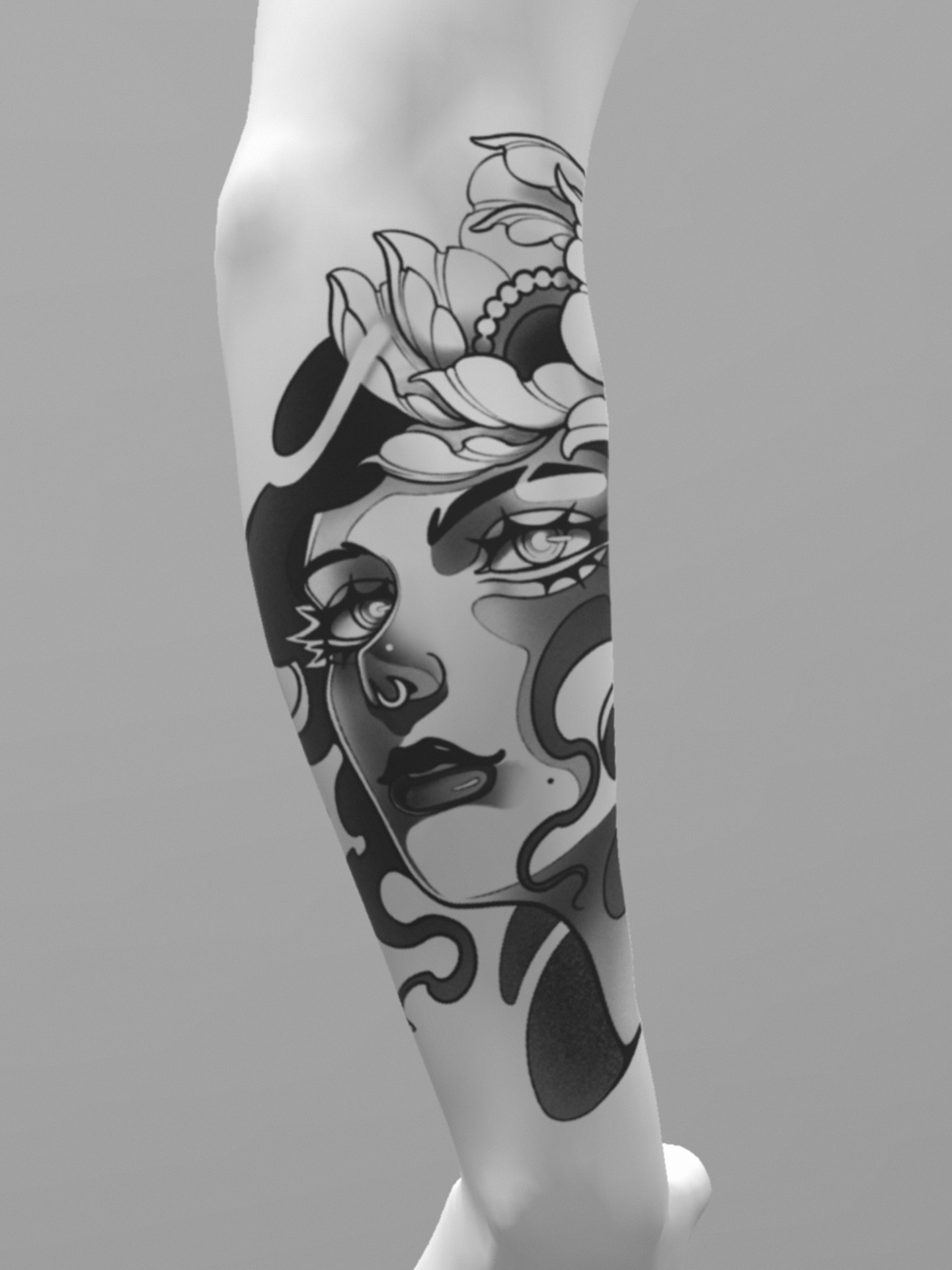 Tattoo by @lilya_tattoo — black_and_grey