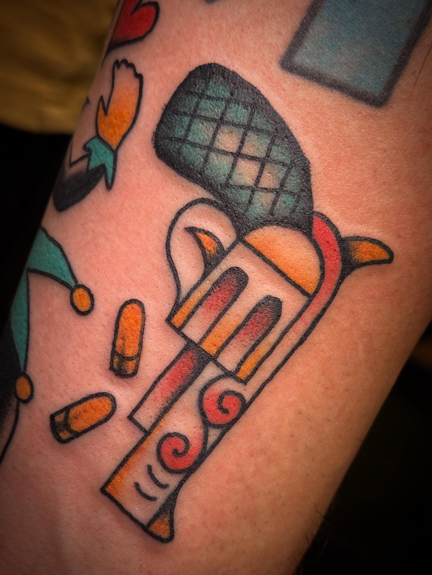 Ice cream cone American traditional tattoo on the forearm by 🕸curtis Fink🕸
