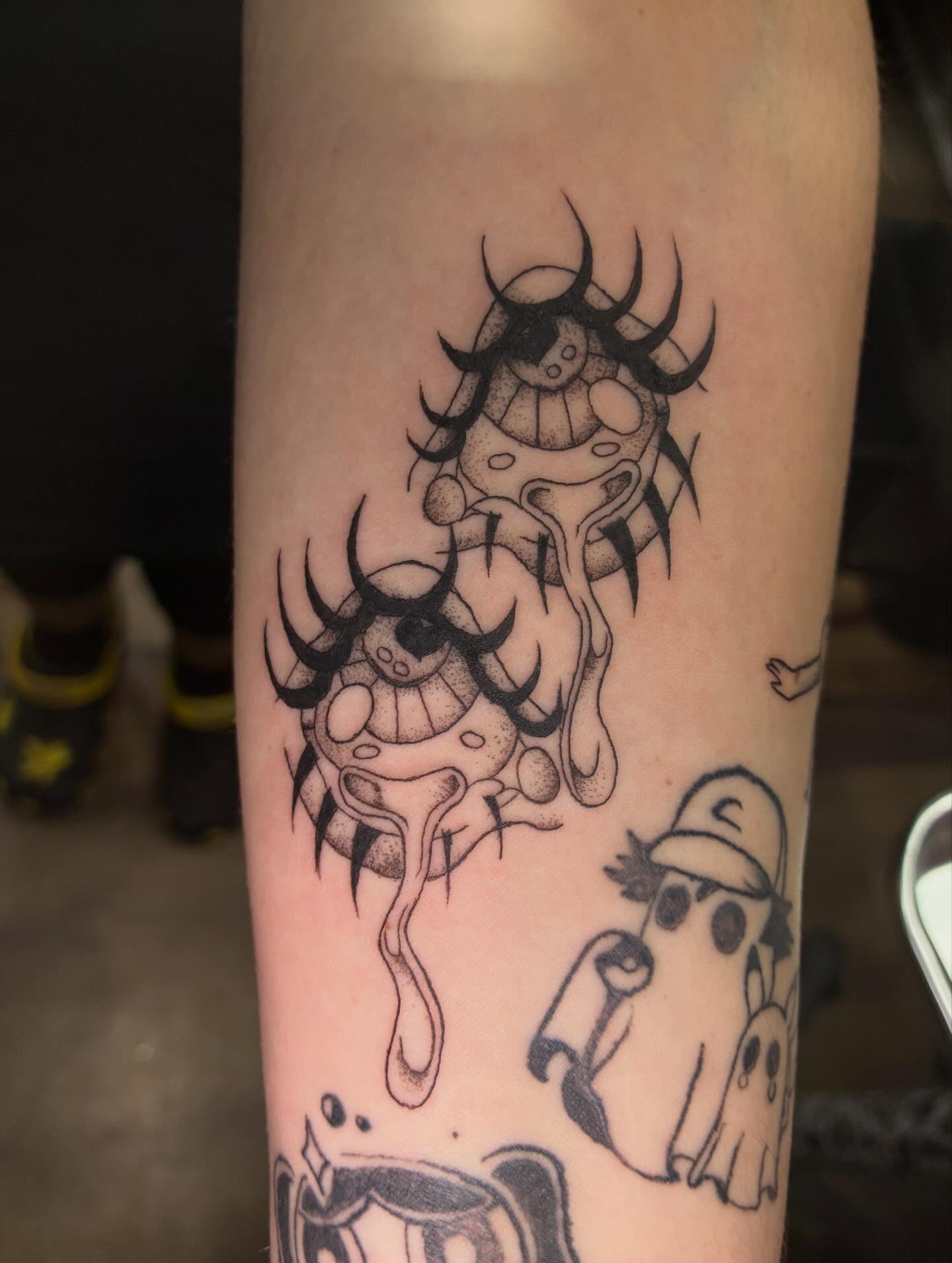 Tattoo by @alexztats — dotwork, surrealism