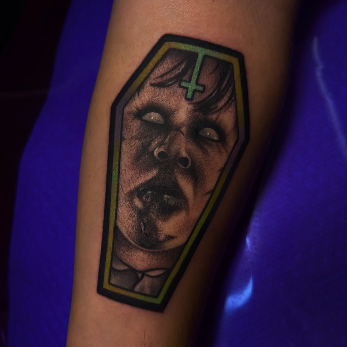 Coffin dark realism tattoo on the forearm by 𝐈𝐚𝐧 𝐒𝐞𝐭𝐡 🕷️ Austin