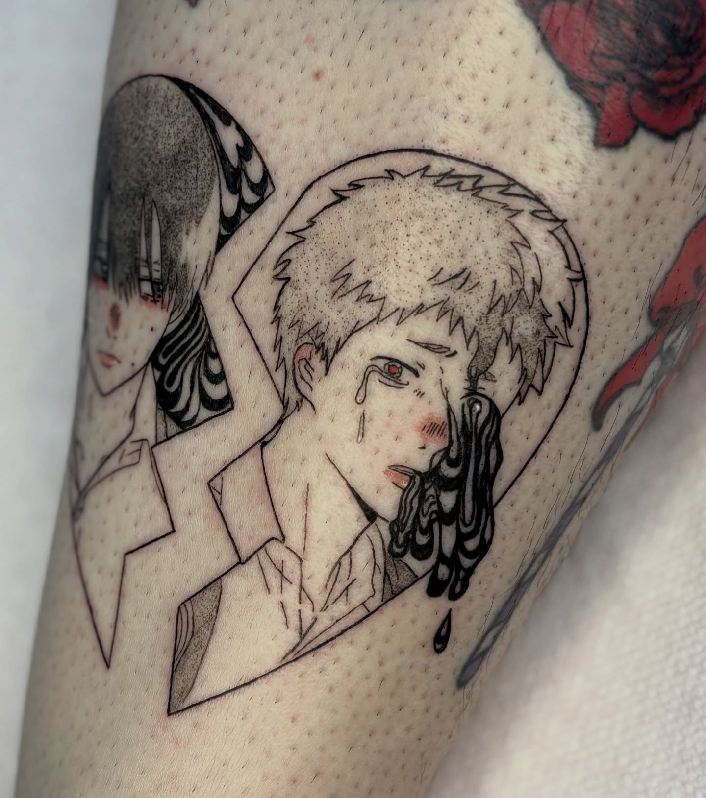 Tattoo by @neciatattoo — dotwork, anime