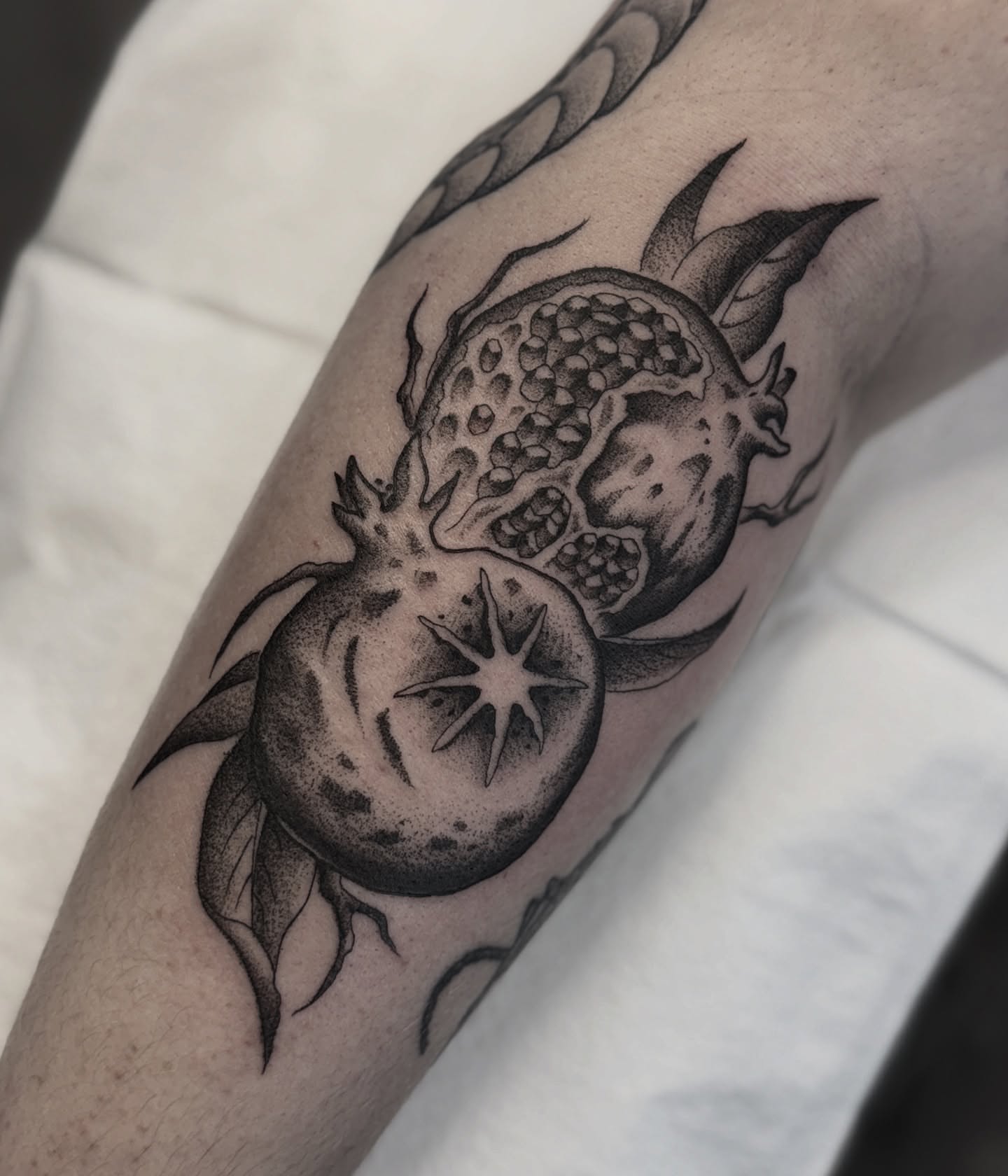 Tattoo by @welpfu — dotwork, black_and_grey