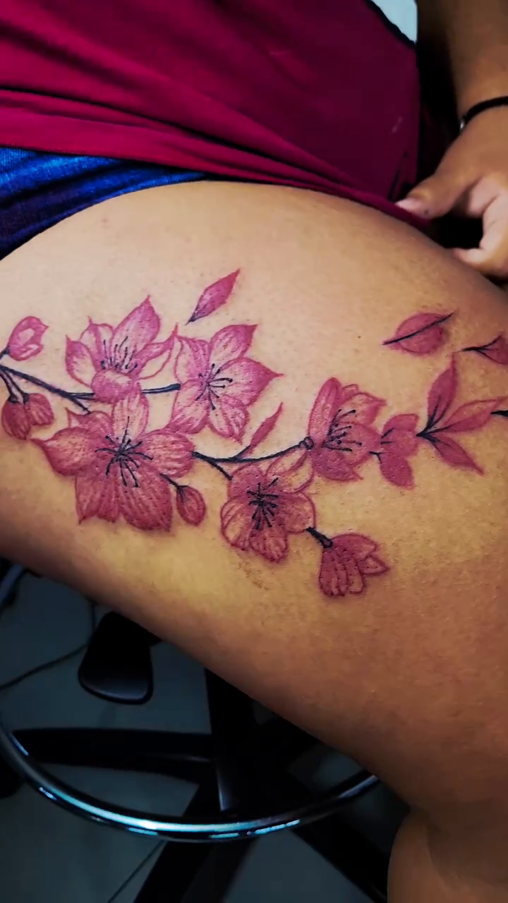 Cherry blossoms japanese irezumi tattoo by Aguascali Firme