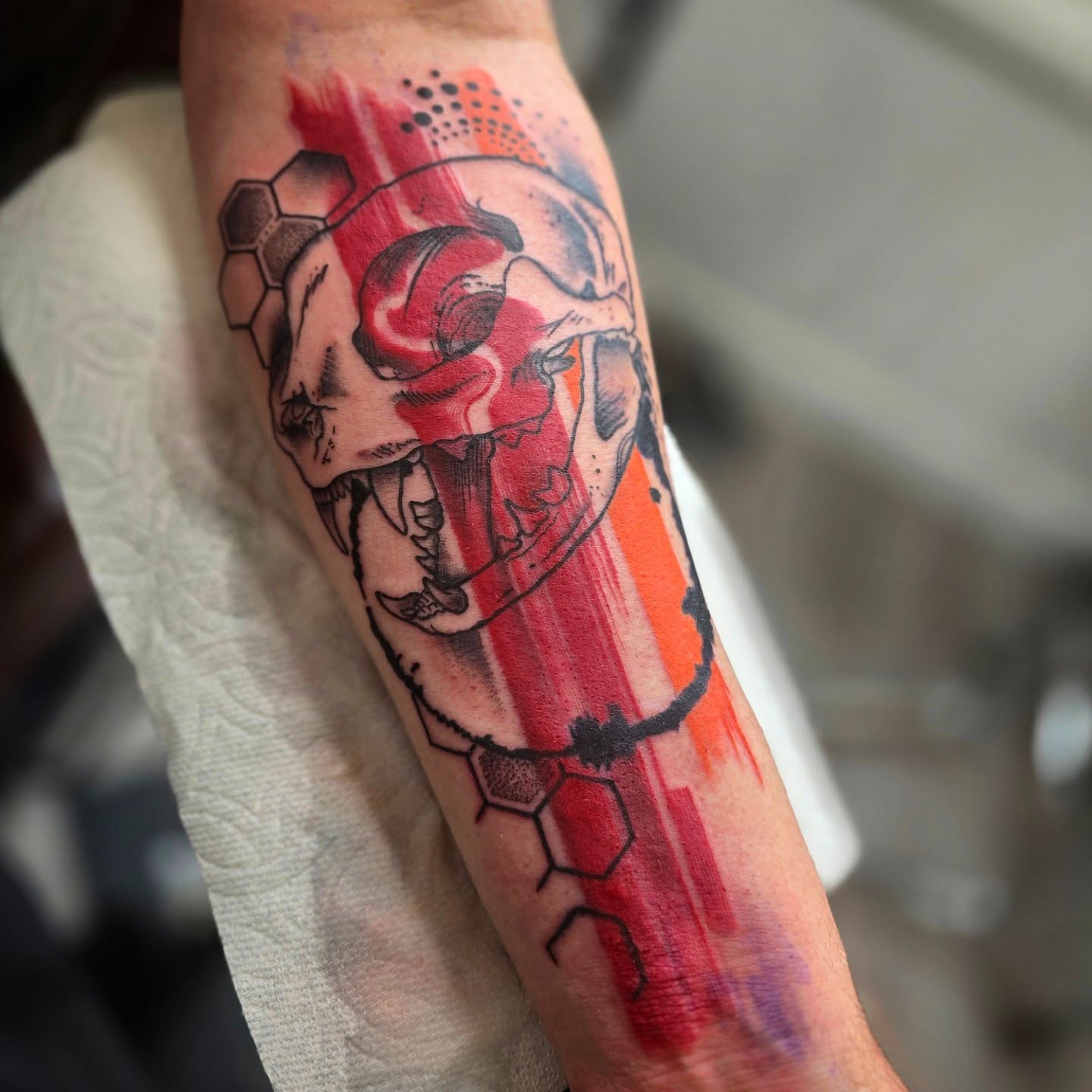 Tattoo by @robot85kills — geometric, watercolor