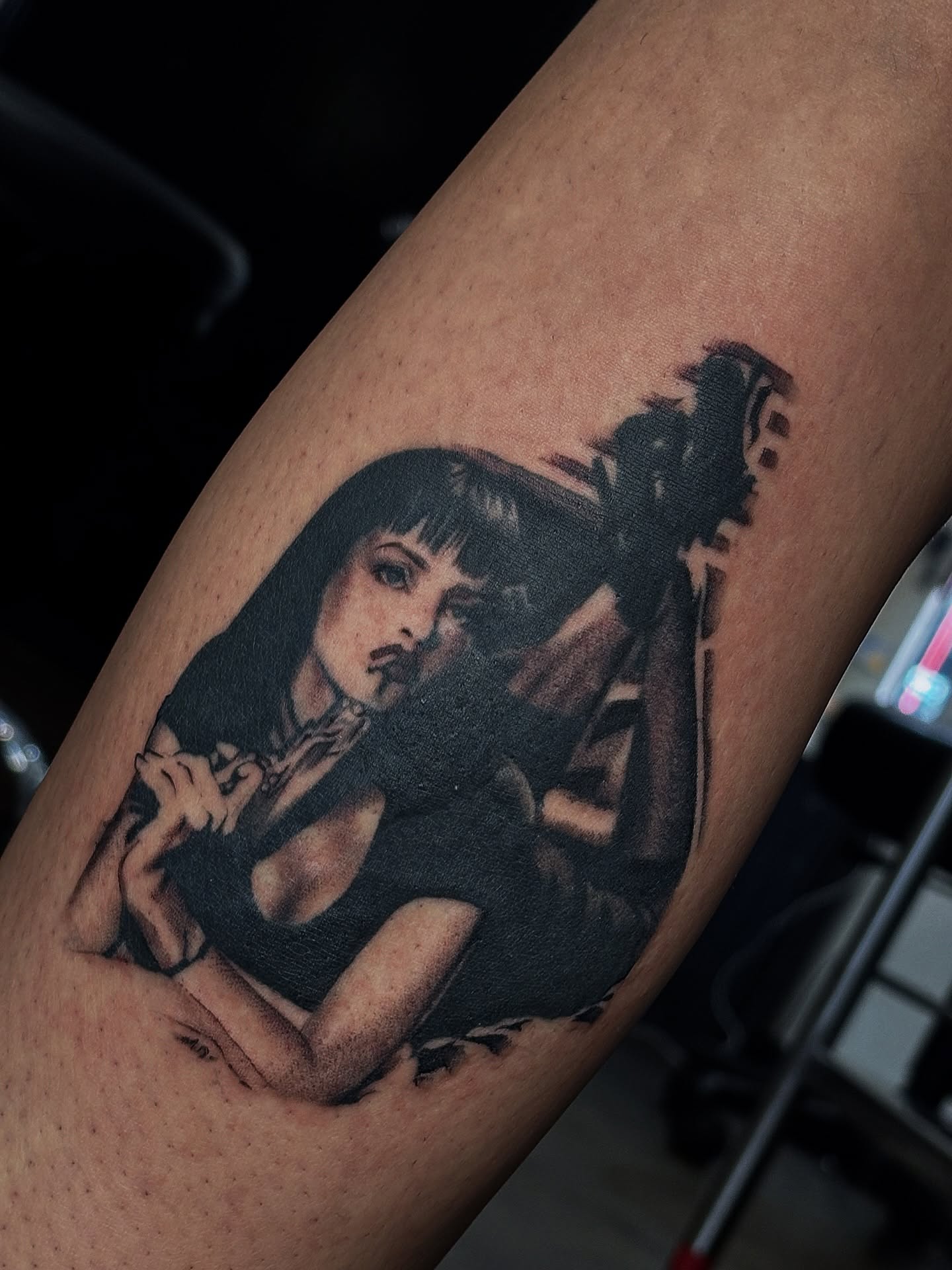 Woman with long hair realism tattoo on the forearm by Nina C., Eugene, Oregon