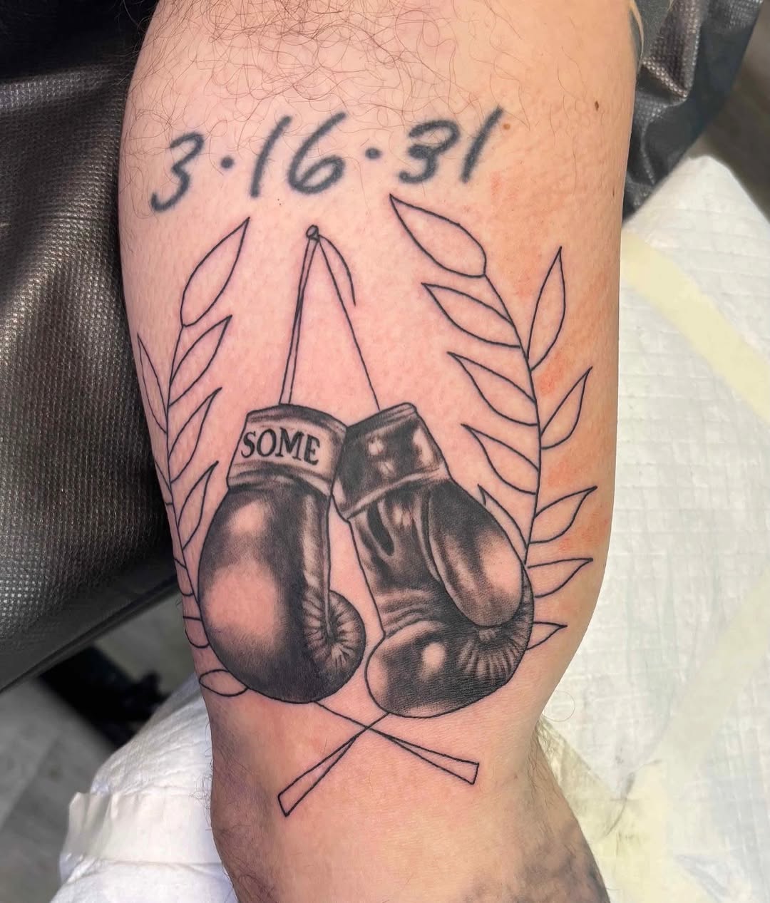 Tattoo by @bromintocheese — black_and_grey, lettering_script