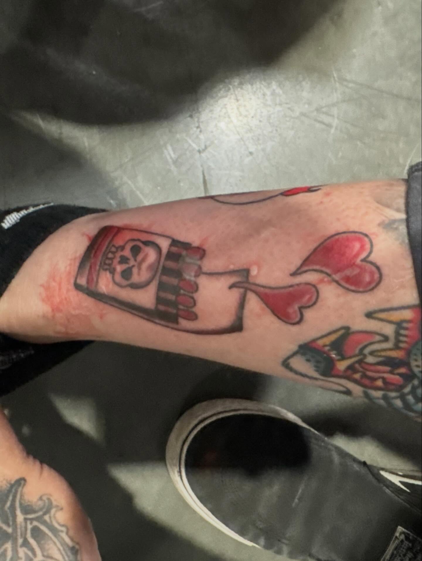 Jailhouse rock American traditional tattoo on the forearm by @michaelryan_tattoo