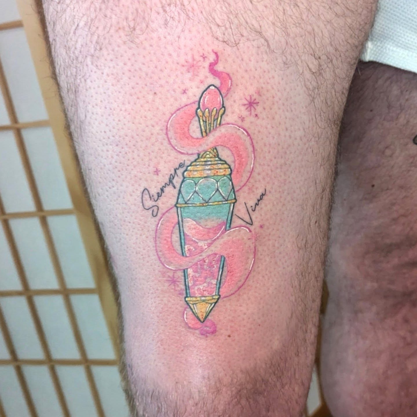 Tattoo by @capriotticreations โ watercolor, geometric
