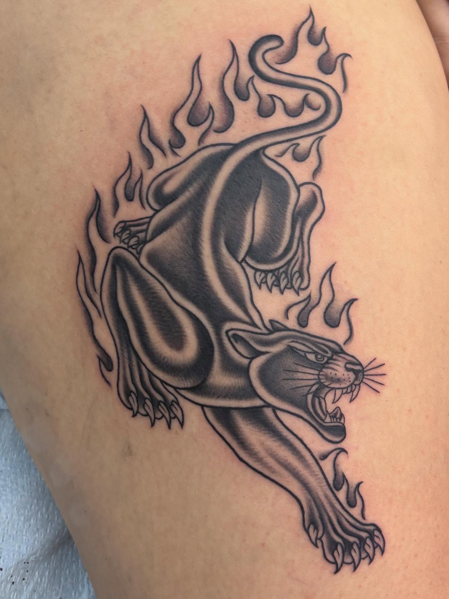Tattoo by @skyecaliforniaink — black_and_grey