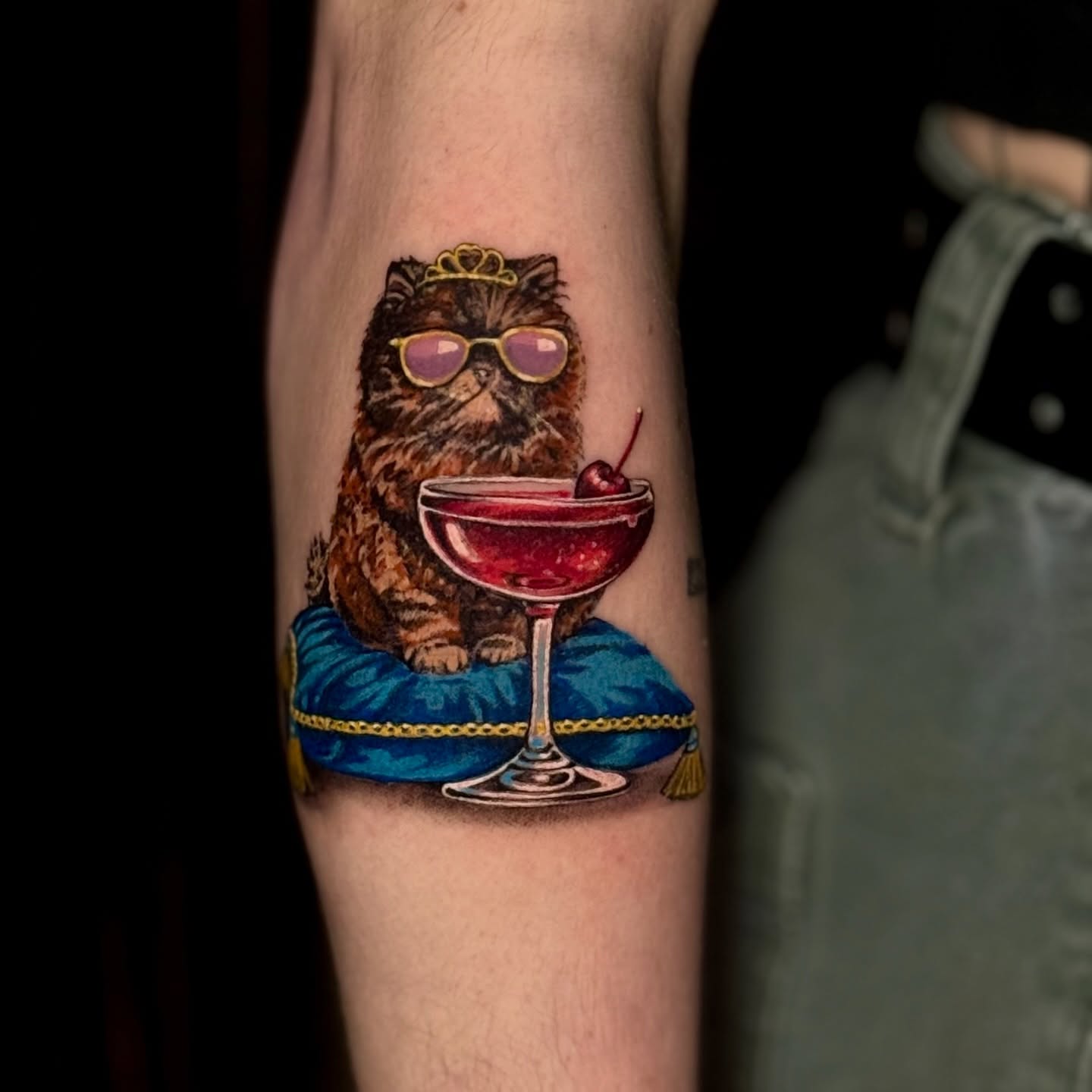 Cat realism tattoo on the forearm by Indiana Tattoo Artist