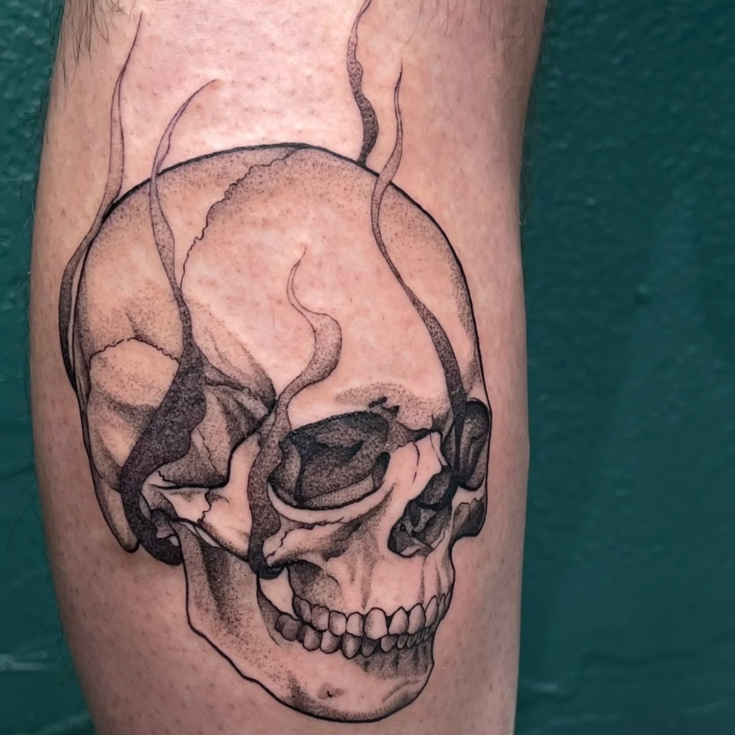 Tattoo by @snewbietattoos — dotwork, realism
