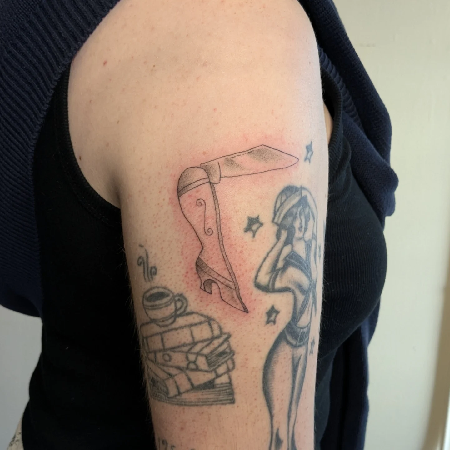 Axe and woman black and grey tattoo on the forearm by Madison Cañedo ✺ Portland tattoo
