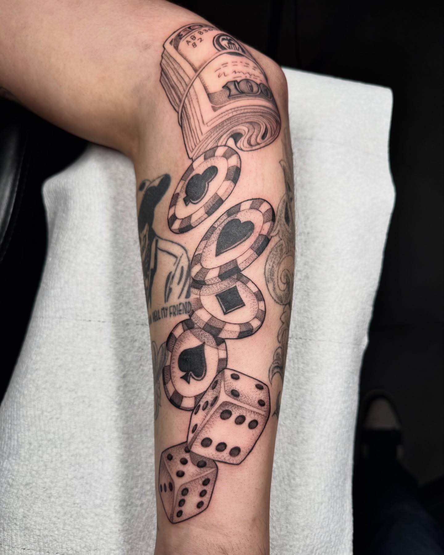 Tattoo by @milesromerotattoos — dotwork, black_and_grey