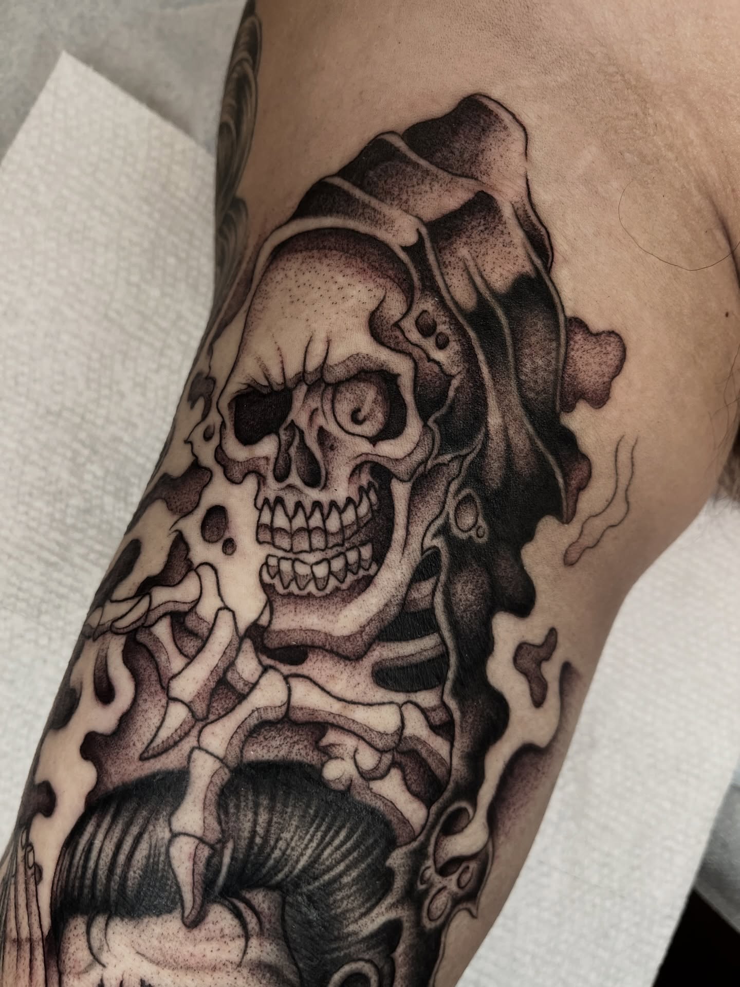 Tattoo by @jesus_pieces_ — black_and_grey