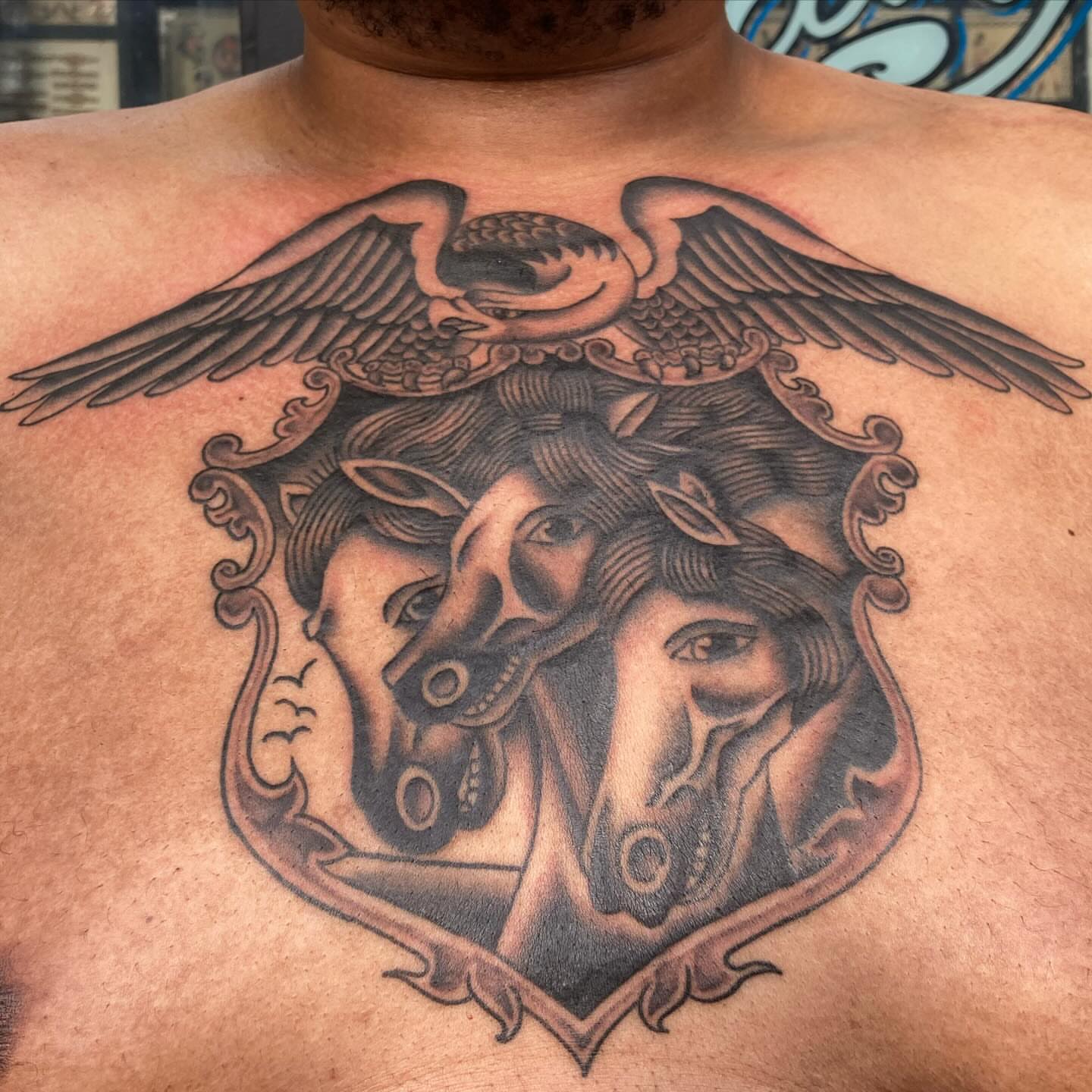 Tattoo by @queendaddytattoos — black_and_grey