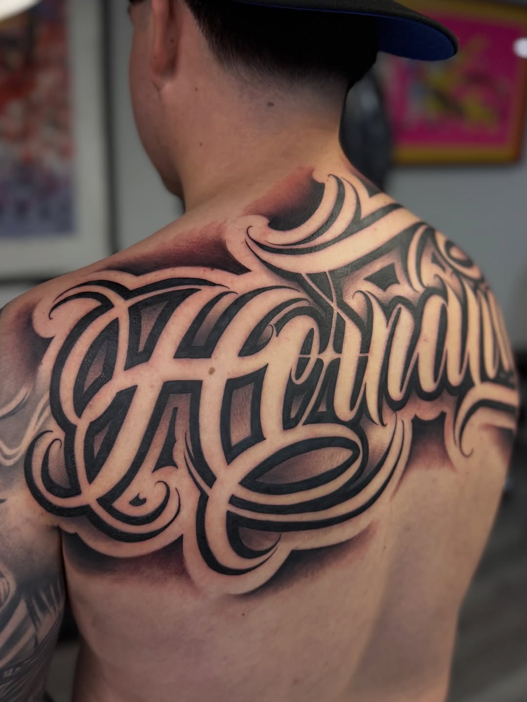 Tattoo by @rockyg_inkz — lettering_script, black_and_grey