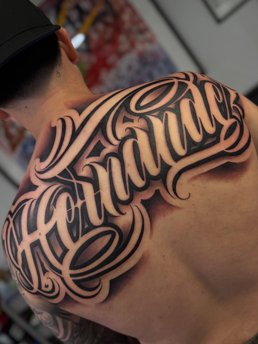 Tattoo by @rockyg_inkz — lettering_script, black_and_grey