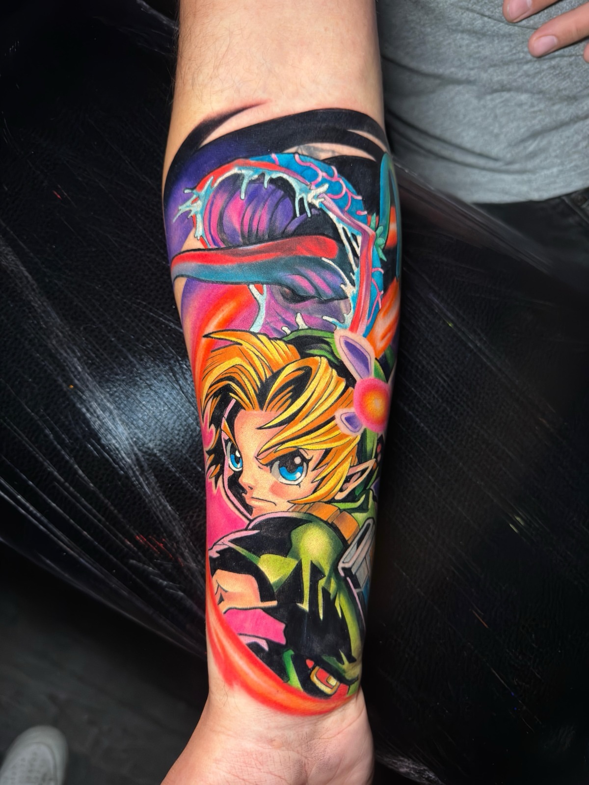 Yu-Gi-Oh! character anime tattoo on the forearm by Cristian Romero
