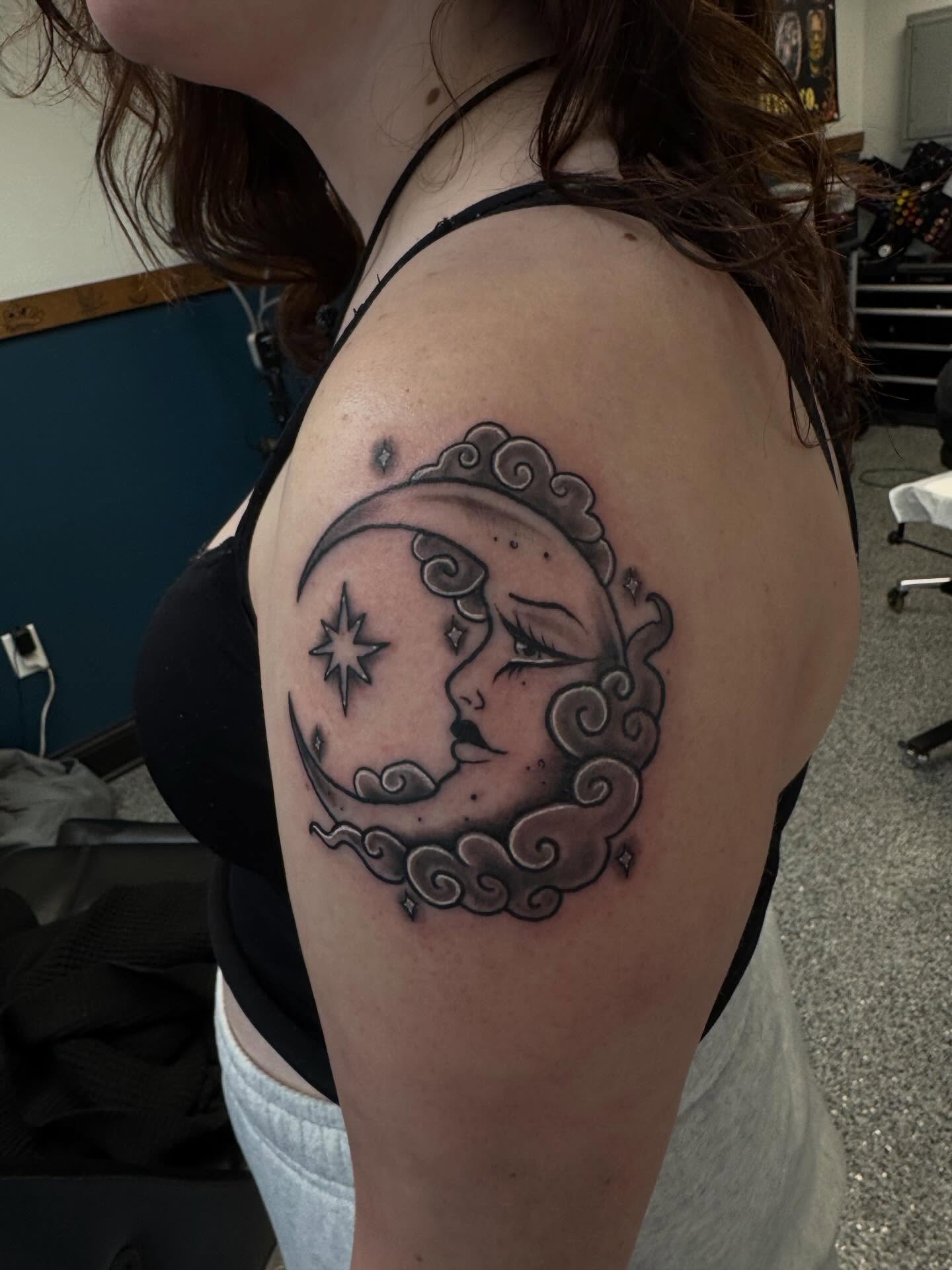 Tattoo by @pushingpigment1117 — black_and_grey