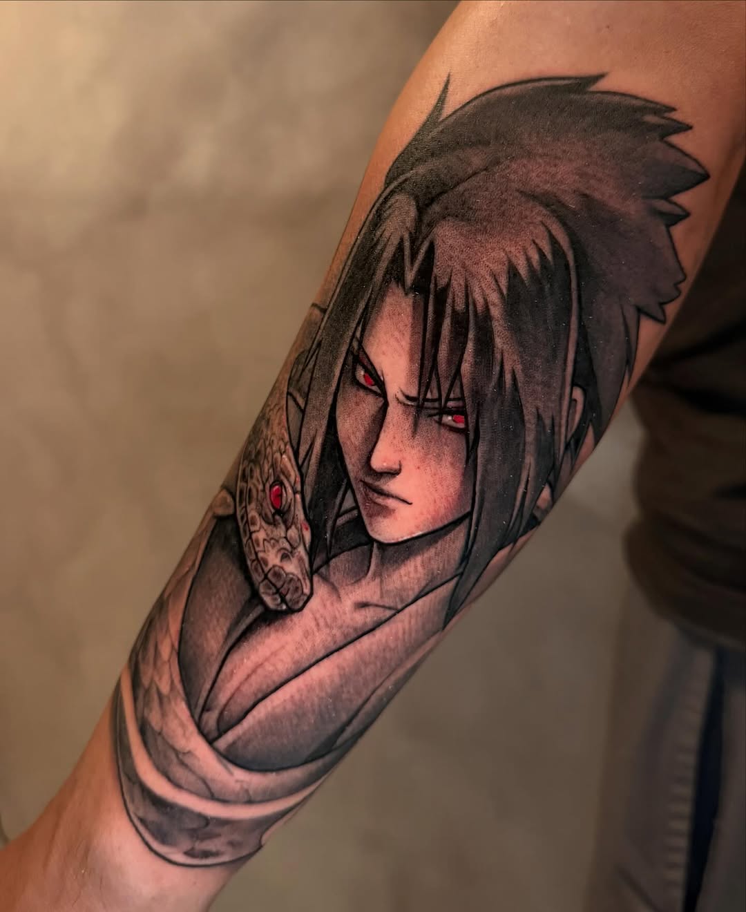 Tattoo by @emi_inks — anime, black_and_grey