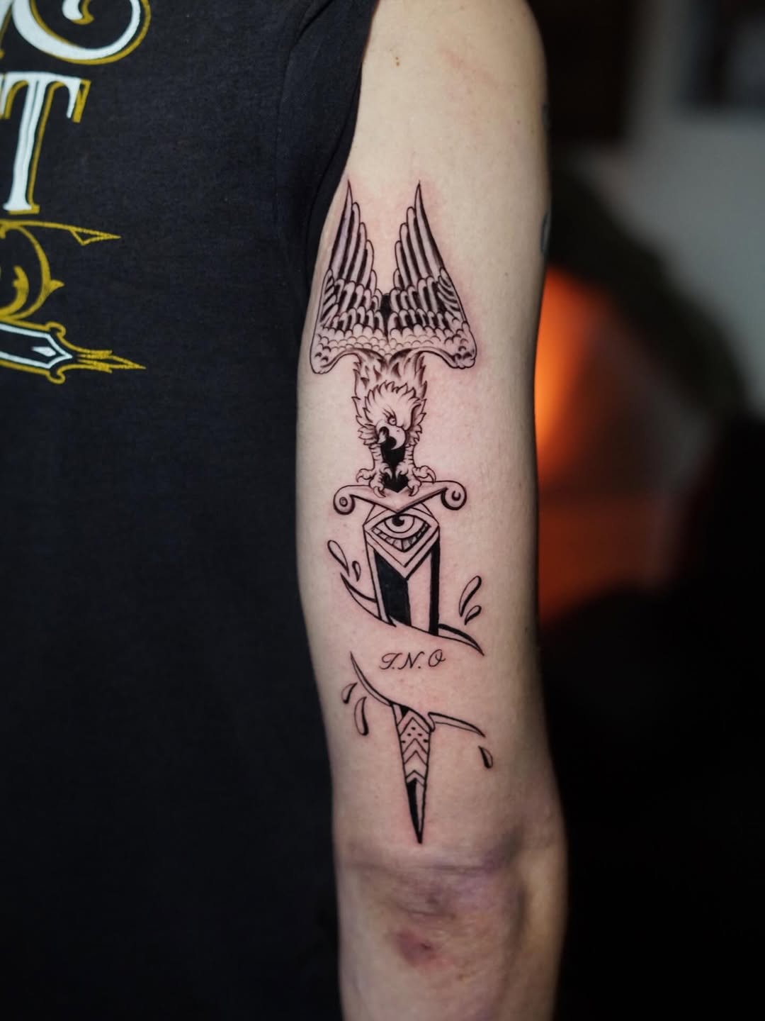 Tattoo by @luisd_art — black_and_grey, lettering_script