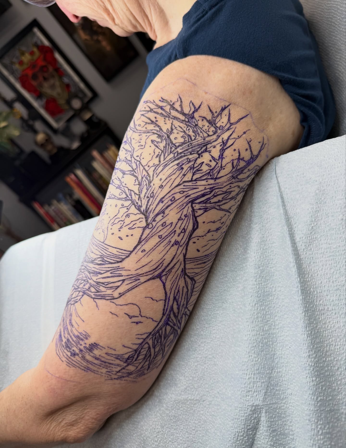 Tree fine line tattoo on the forearm by Ignacio José Sweeney Rolón Bas Santa Cruz