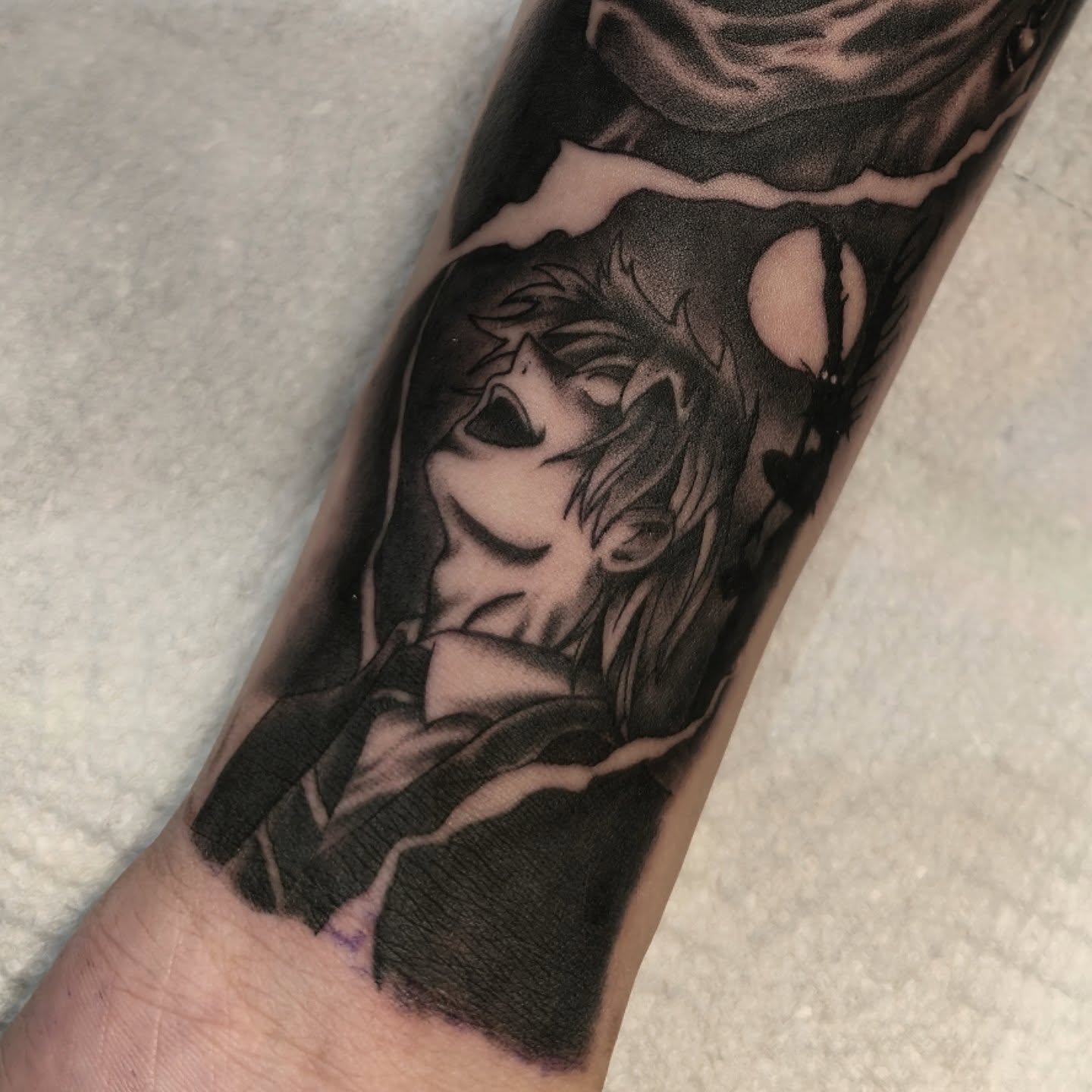 Joker realism tattoo on the forearm by Tattoo Artist, Orange, California