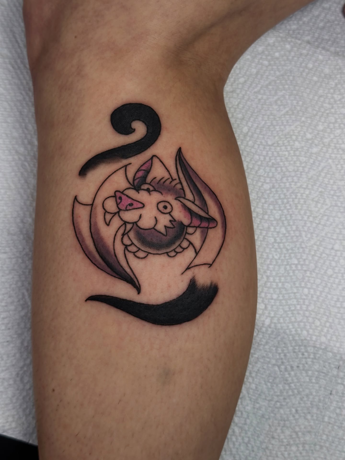 Cat American traditional tattoo on the forearm by Gabriel F Kingston Beitia
