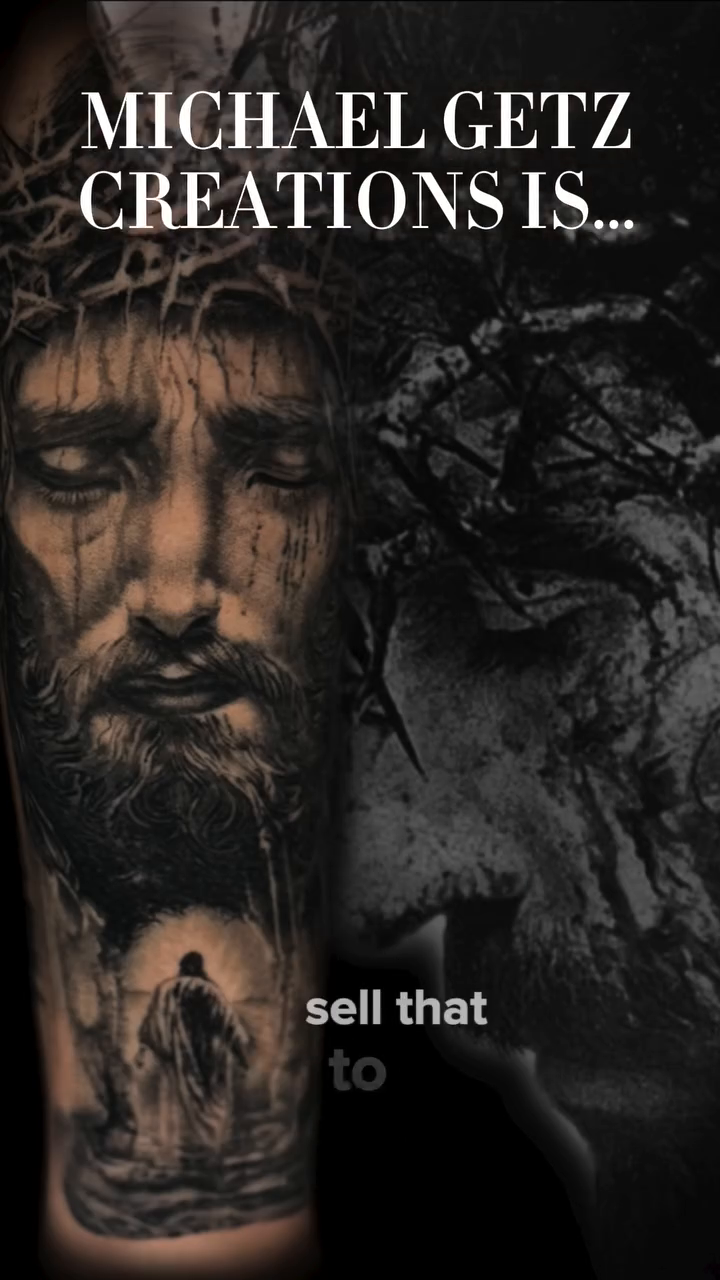 Jesus Christ portrait realism tattoo by Michael Getz
