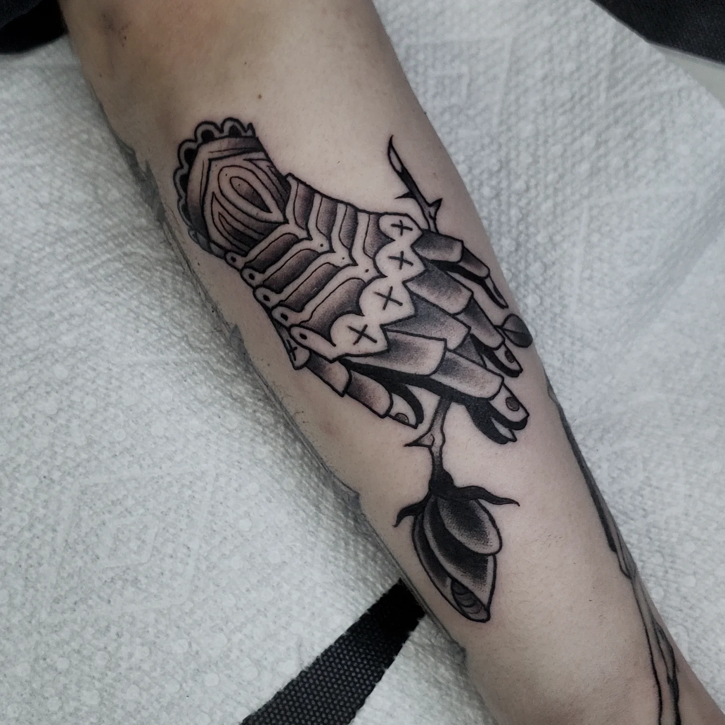 Scorpion American traditional tattoo on the forearm by ✙ 𝐉𝐃 𝐒𝐩𝐫𝐨𝐮𝐥 ✙, Austin, Texas