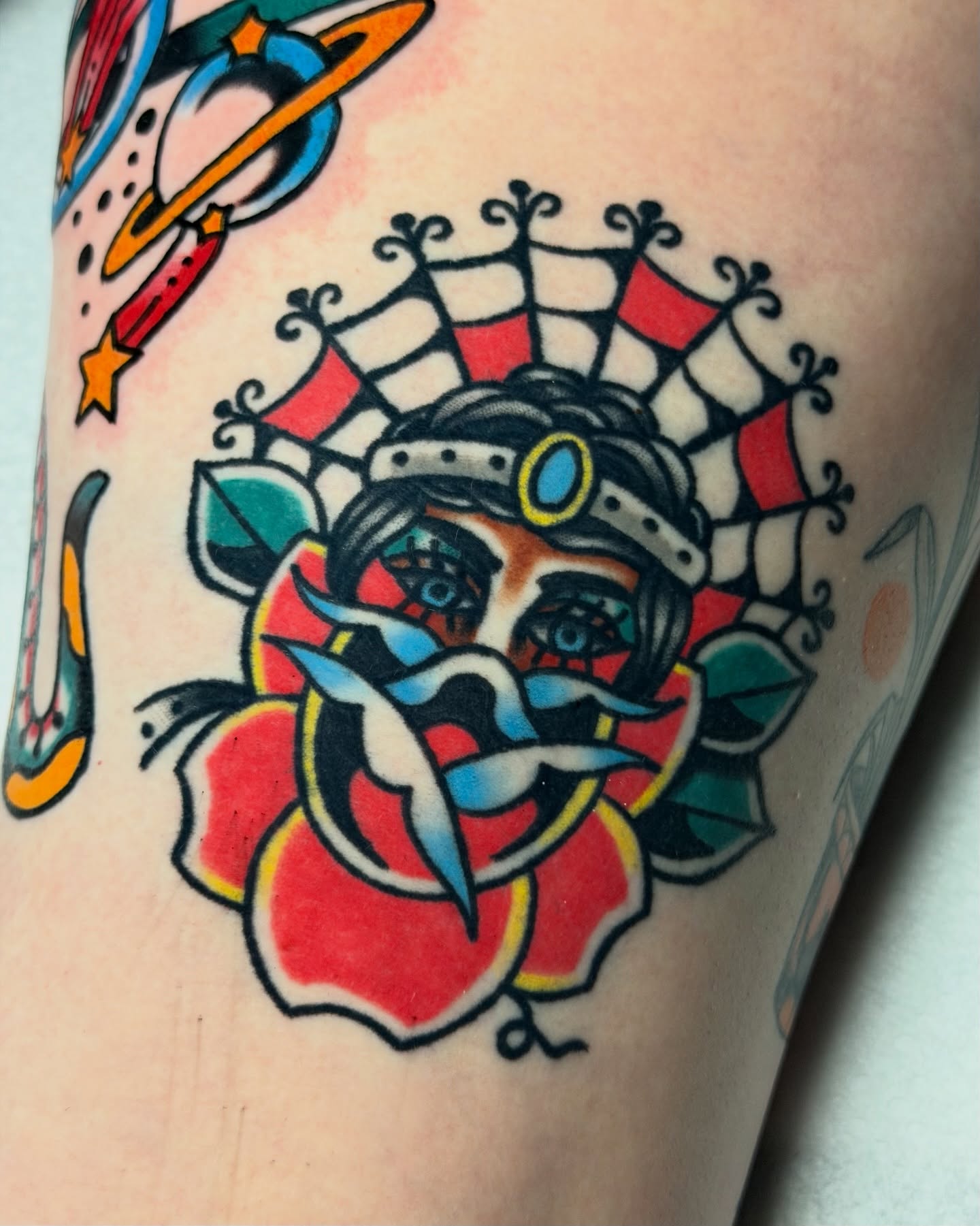Woman with crown American traditional tattoo on the forearm by Kyle Dean Traditional Tattoo Artist