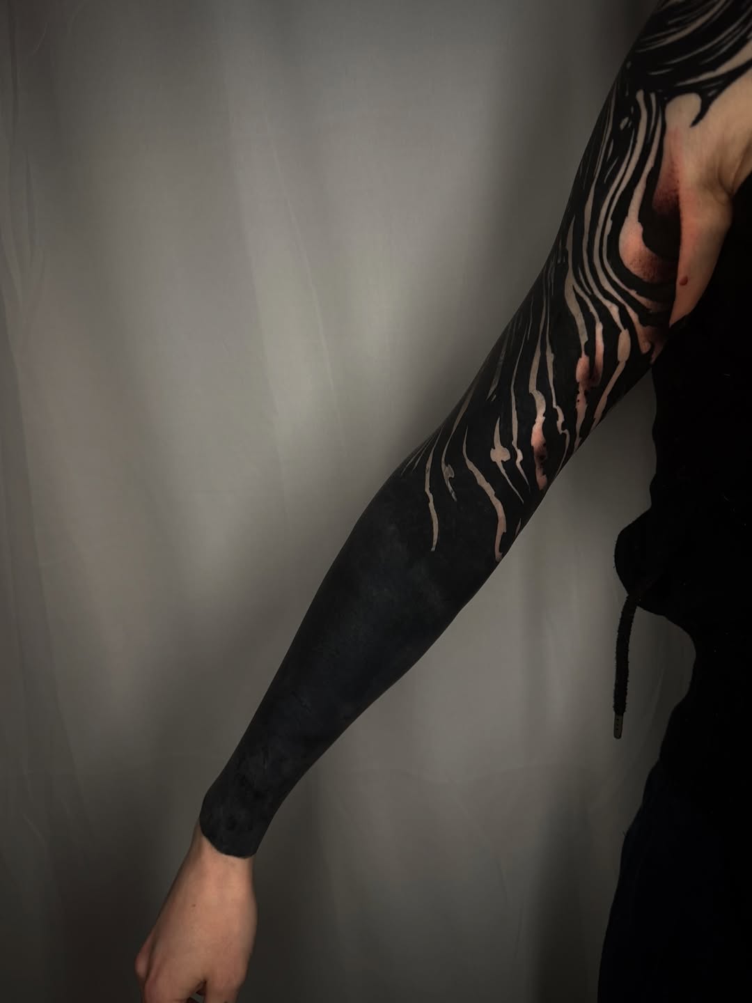 Abstract black sleeve tribal tattoo on the upper arm by S C A B B e R W O C K y