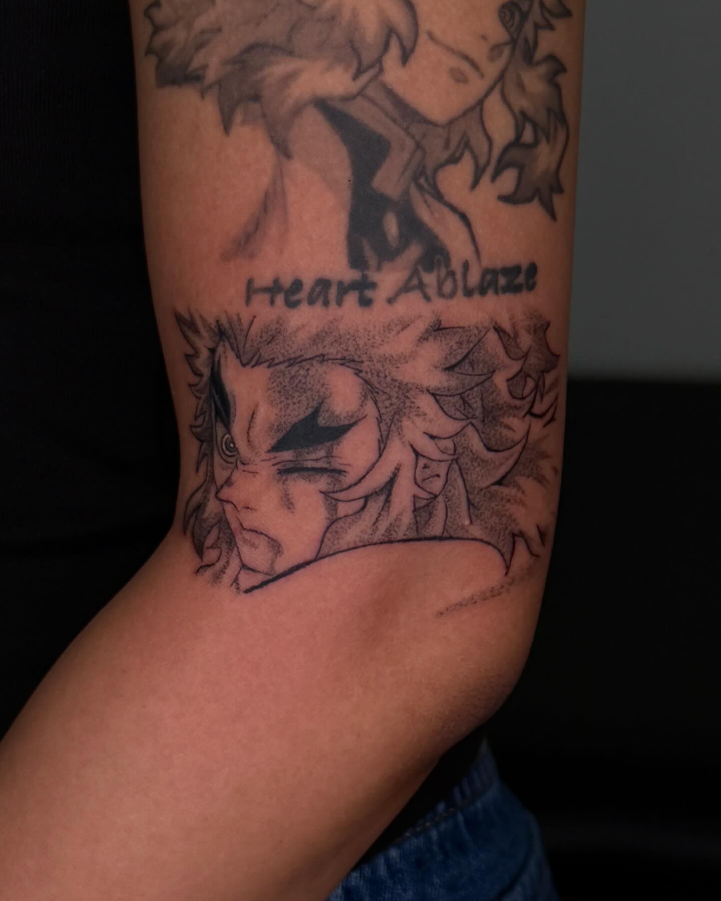 Tattoo by @inkbytheresa — dotwork, anime