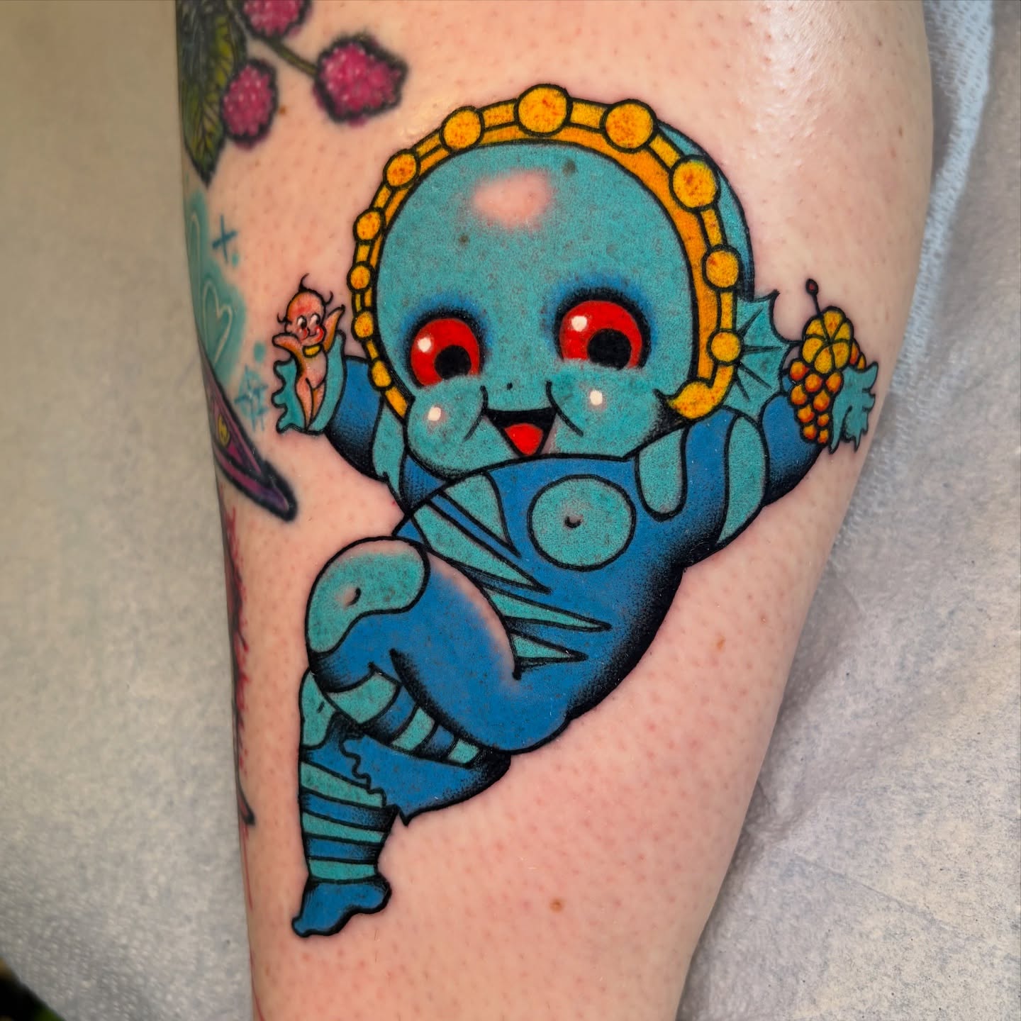 Space baby American traditional tattoo on the forearm by 🌴Nick Hetzel🌴, Saint Petersburg, Florida