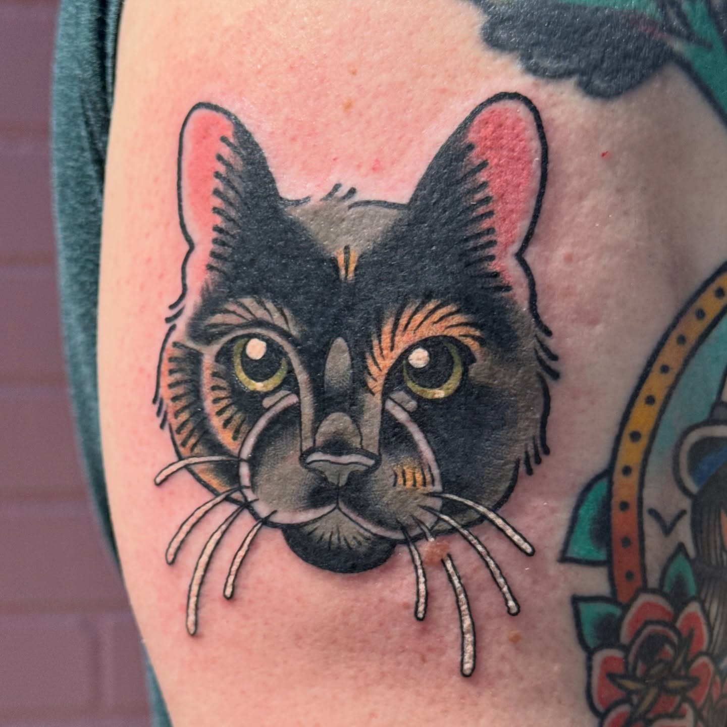 Cat American traditional tattoo on the forearm by 𝕷𝖆𝖚𝖗 𝕷𝖆𝖚𝖗