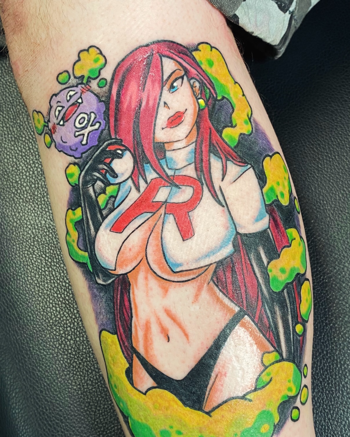 Anime character anime tattoo on the forearm by Nick Weaver