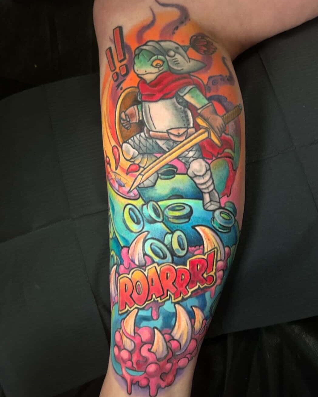 Fantasy creature with sword new school tattoo on the forearm by 𝑲𝒂𝒊𝒕 𝑨𝒏𝒅𝒆𝒓𝒔𝒆𝒏