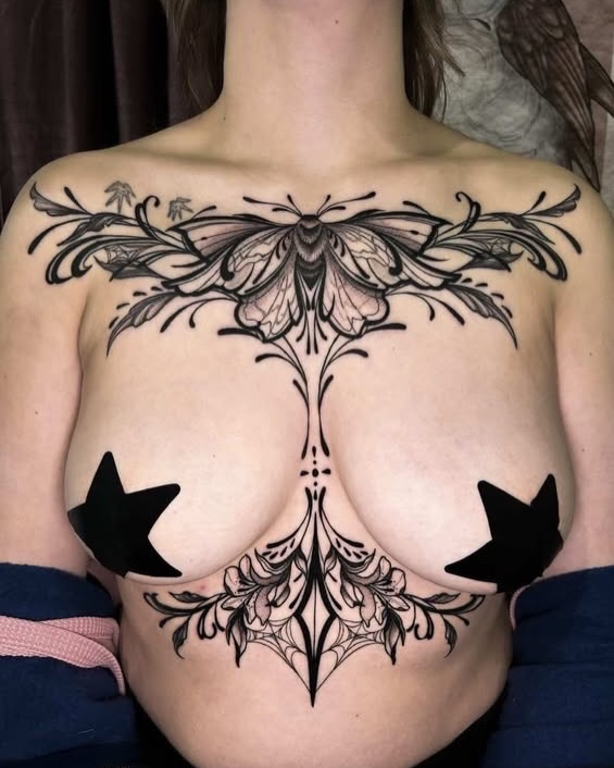 Tattoo by @crystalthornstattoo — black_and_grey, ornamental