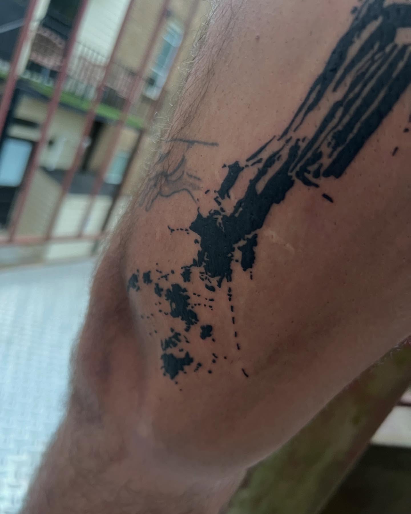 Abstract pattern dotwork tattoo on the forearm by Adam