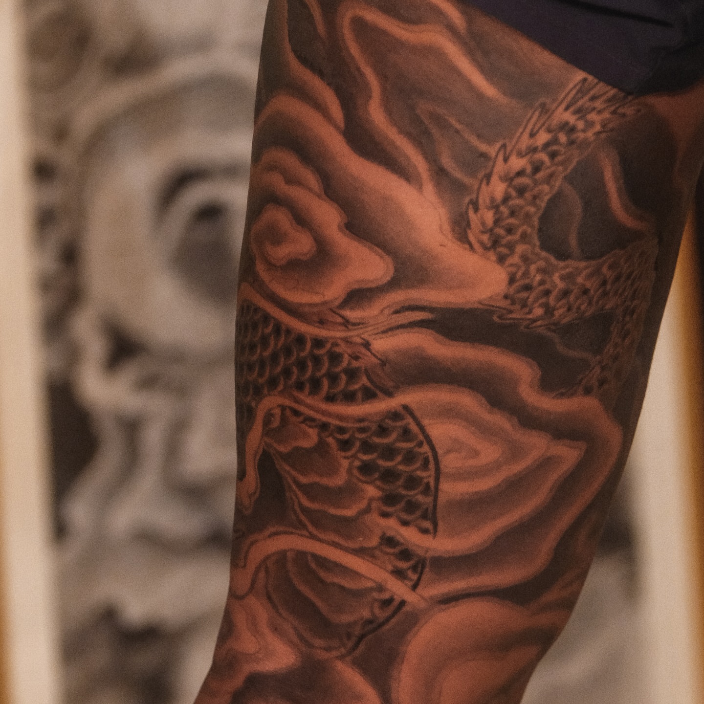 Dragon black and grey tattoo on the forearm by Ray_thefox tattoo